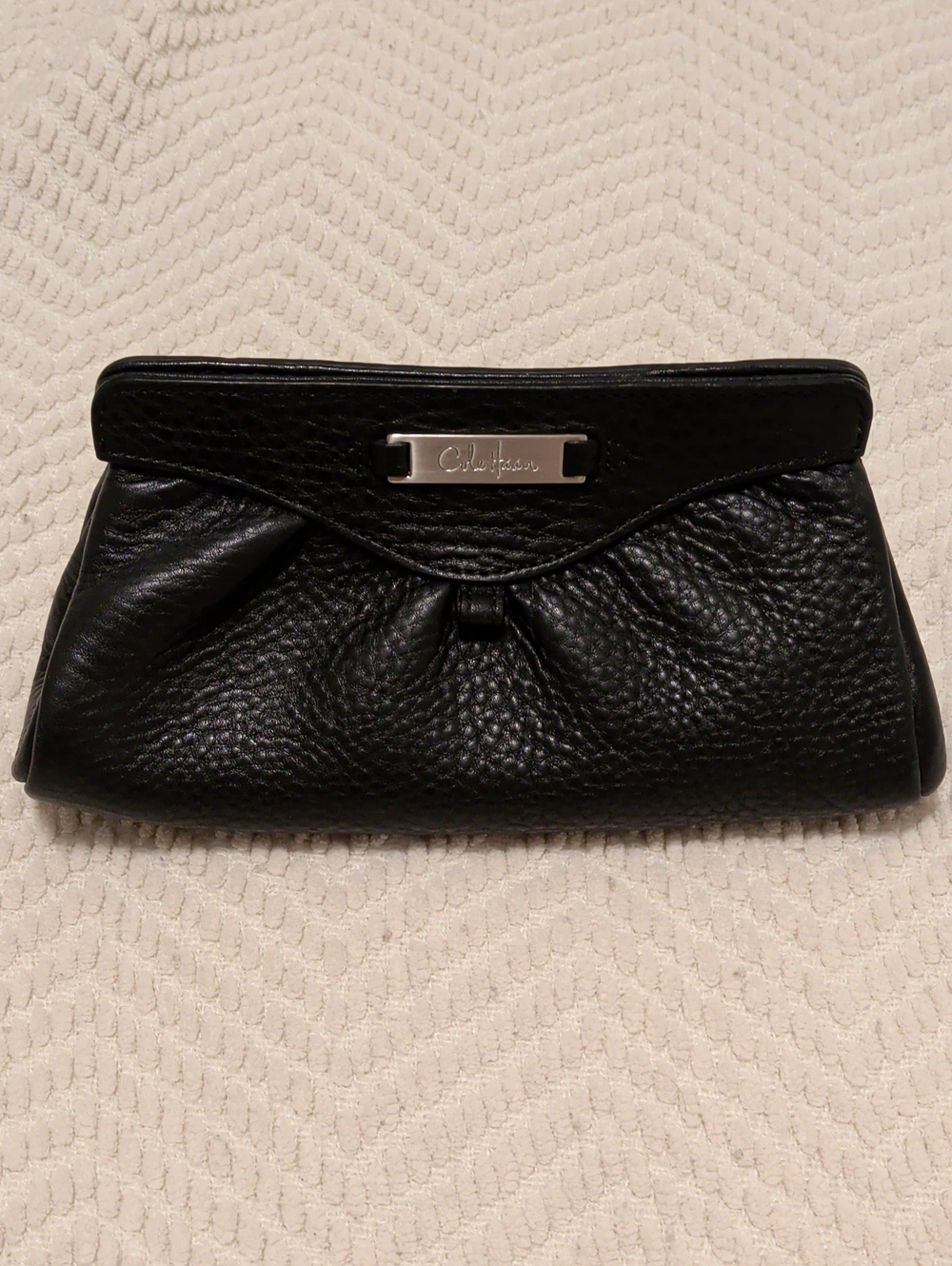Cole Haan Black Pebbled Leather Clutch/Makeup Bag